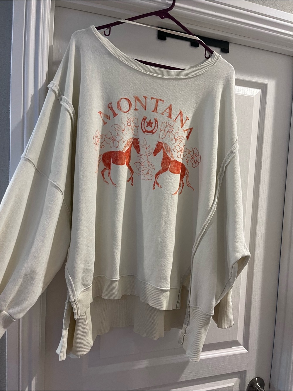 We The Free Cream Crewneck Sweatshirt with Rust Graphic